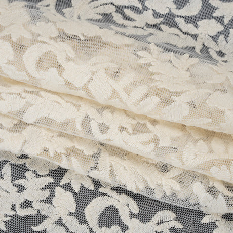 Embroidered Lace - Ivory Floral Crescents - Deadstock