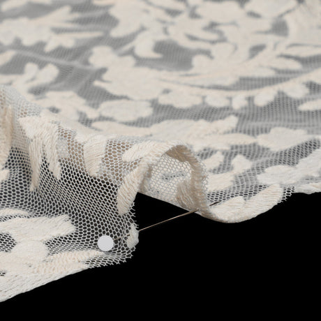 Embroidered Lace - Ivory Floral Crescents - Deadstock