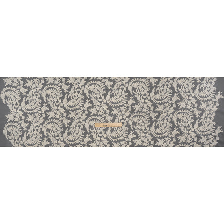 Embroidered Lace - Ivory Floral Crescents - Deadstock
