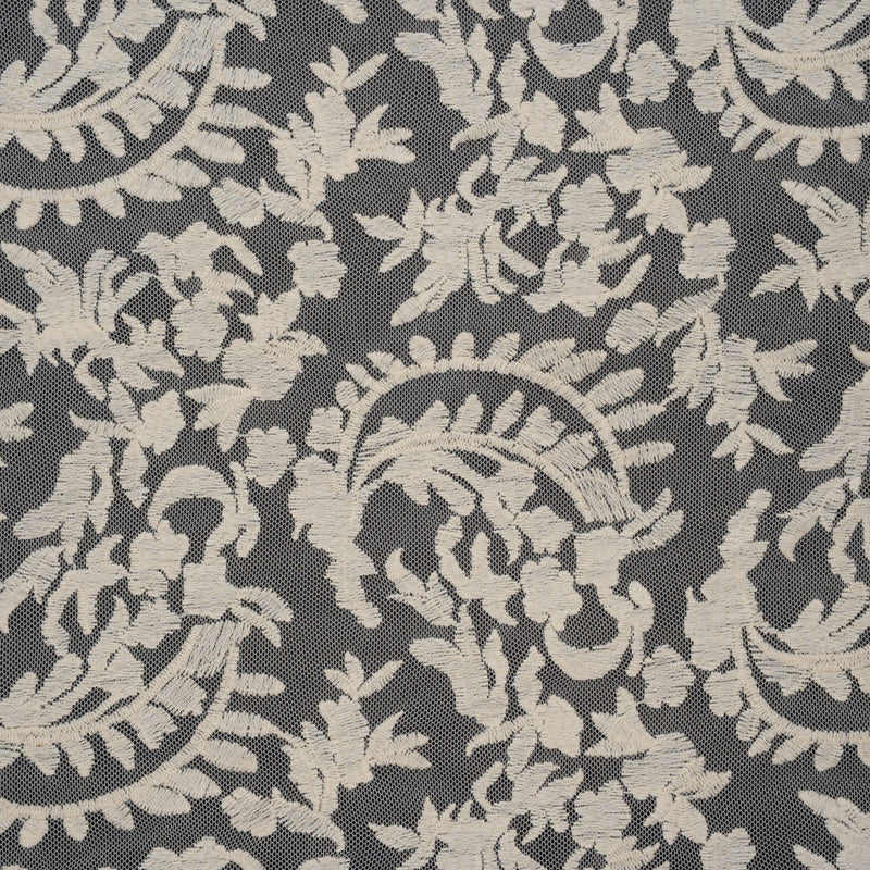 Embroidered Lace - Ivory Floral Crescents - Deadstock