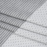 Rayon and Polyester Double Knit Jersey - Gray and White Stripes and Polka Dots - Deadstock