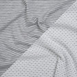 Rayon and Polyester Double Knit Jersey - Gray and White Stripes and Polka Dots - Deadstock