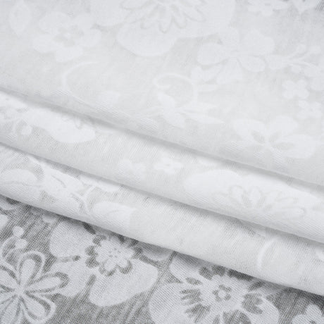 Cotton and Polyester Burnout Jersey - White Floral - Deadstock