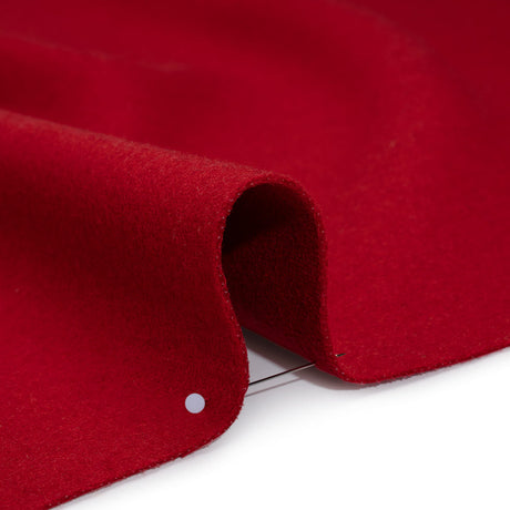 Recycled Brushed Wool Blend Twill Coating - Ruby Red - Made in Italy - Maeve Collection