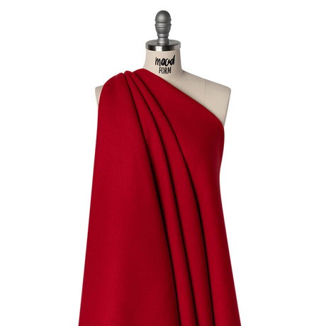 Recycled Brushed Wool Blend Twill Coating - Ruby Red - Made in Italy - Maeve Collection