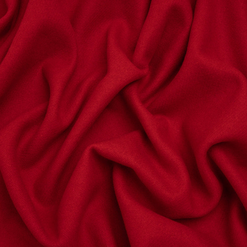 Recycled Brushed Wool Blend Twill Coating - Ruby Red - Made in Italy - Maeve Collection