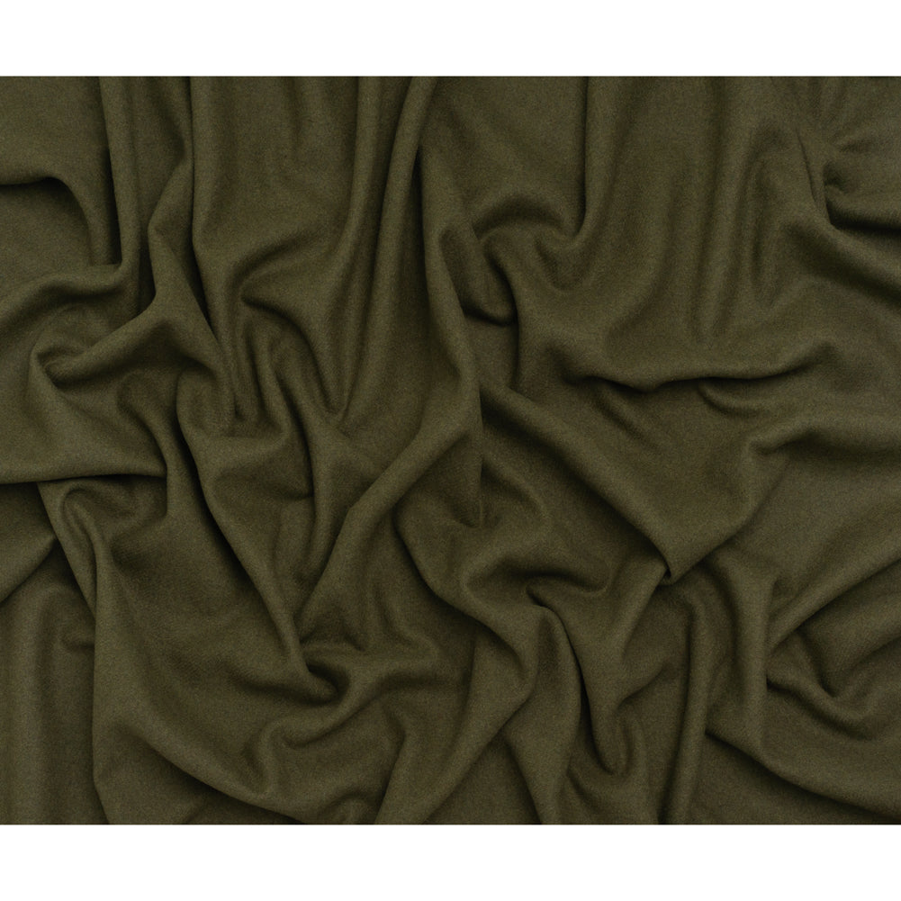 Recycled Brushed Wool Blend Twill Coating - Army Green - Made in Italy - Maeve Collection