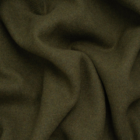 Recycled Brushed Wool Blend Twill Coating - Army Green - Made in Italy - Maeve Collection