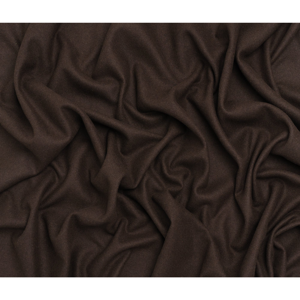 Recycled Brushed Wool Blend Twill Coating - Dark Brown - Made in Italy - Maeve Collection