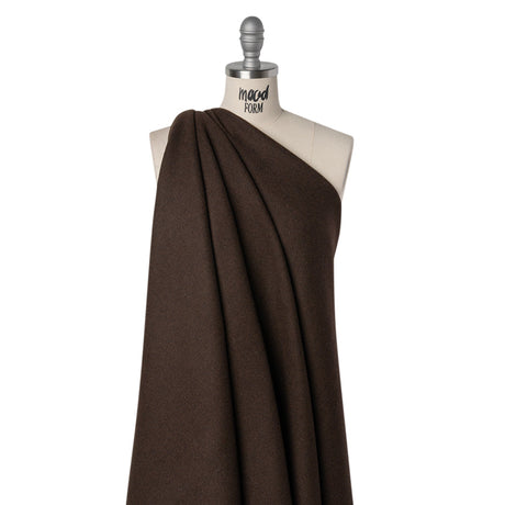 Recycled Brushed Wool Blend Twill Coating - Dark Brown - Made in Italy - Maeve Collection