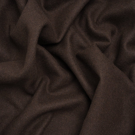 Recycled Brushed Wool Blend Twill Coating - Dark Brown - Made in Italy - Maeve Collection