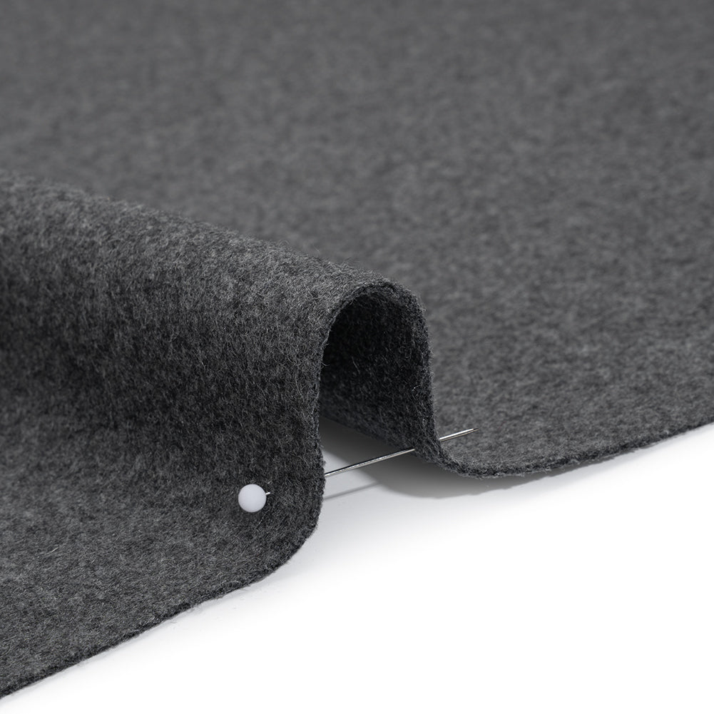 Recycled Brushed Wool Blend Twill Coating - Lead Gray - Made in Italy - Maeve Collection