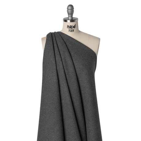 Recycled Brushed Wool Blend Twill Coating - Lead Gray - Made in Italy - Maeve Collection