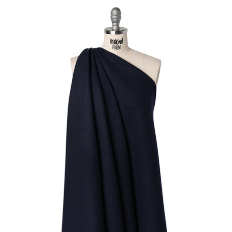 Recycled Brushed Wool Blend Twill Coating - Midnight Blue - Made in Italy - Maeve Collection