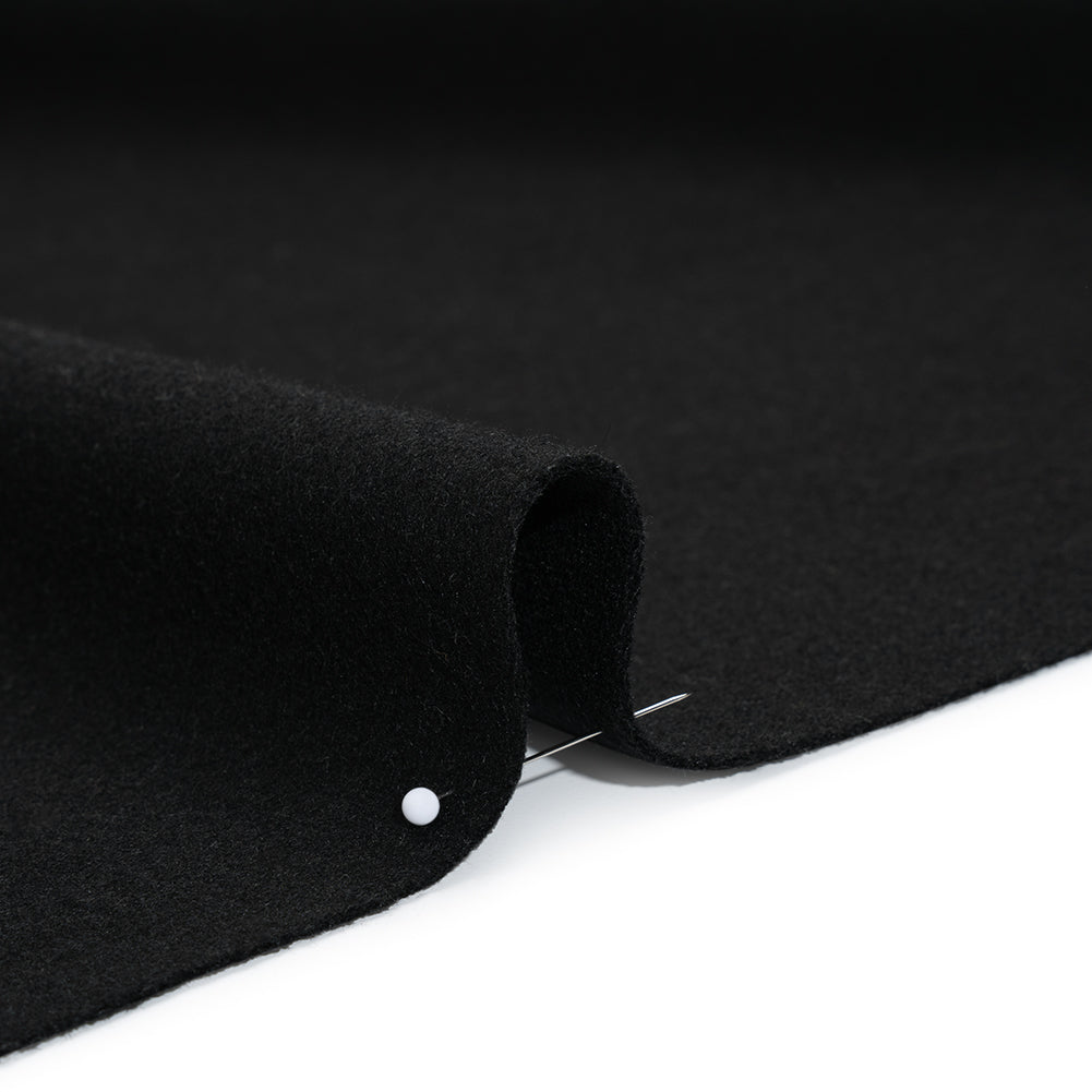 Recycled Brushed Wool Blend Twill Coating - Black - Made in Italy - Maeve Collection
