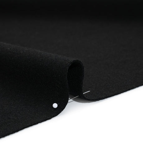 Recycled Brushed Wool Blend Twill Coating - Black - Made in Italy - Maeve Collection