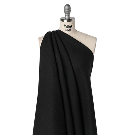 Recycled Brushed Wool Blend Twill Coating - Black - Made in Italy - Maeve Collection