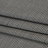 Stretch Wool Twill Suiting Made in Italy - Black and White Glen Plaid
