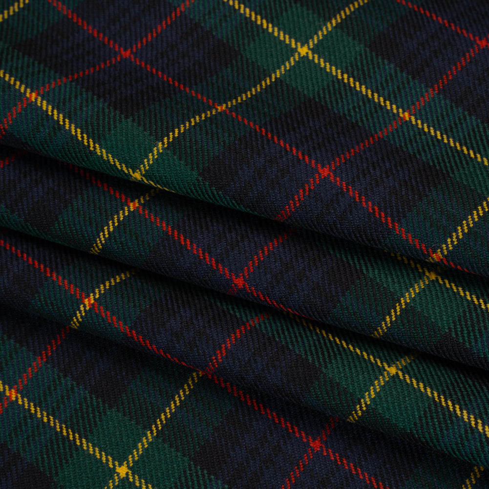 Virgin Wool Twill Made in Italy - Blue, Green, Red and Yellow Plaid