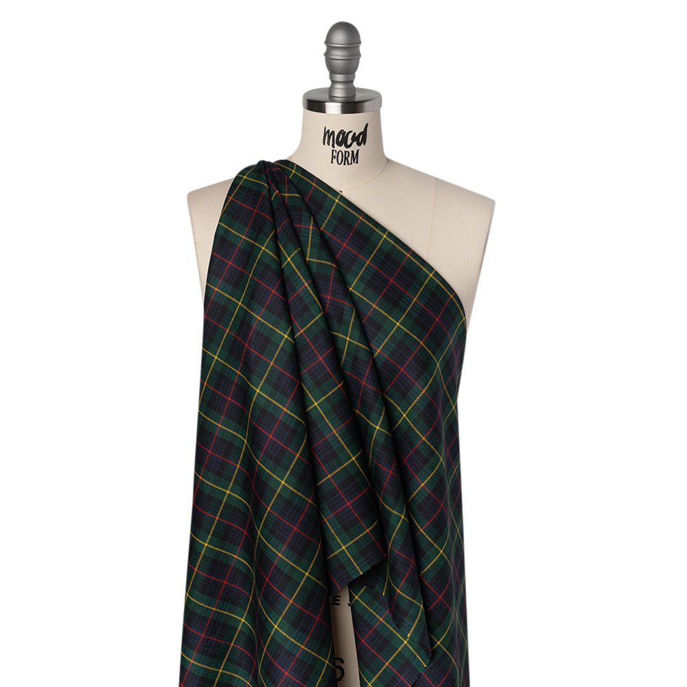 Virgin Wool Twill Made in Italy - Blue, Green, Red and Yellow Plaid