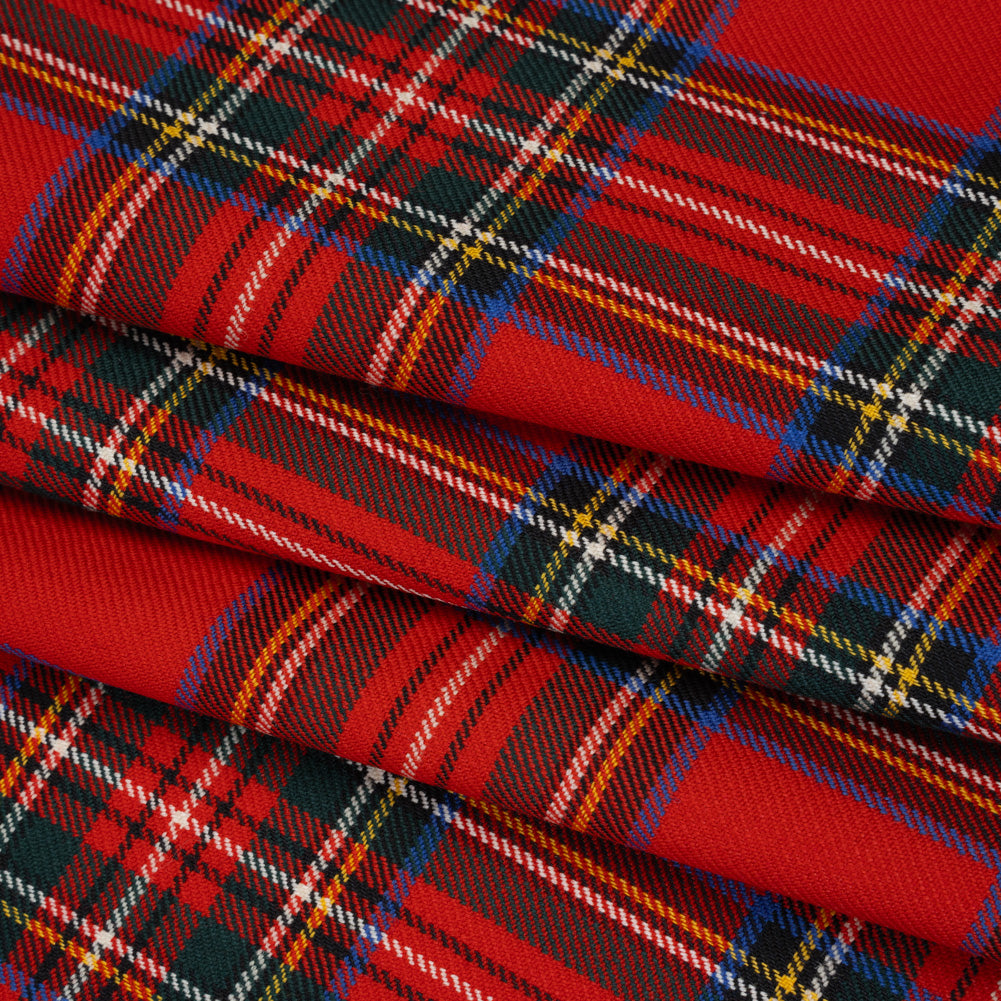 Virgin Wool Twill Made in Italy - Red, Blue and Green Classic Holiday Plaid