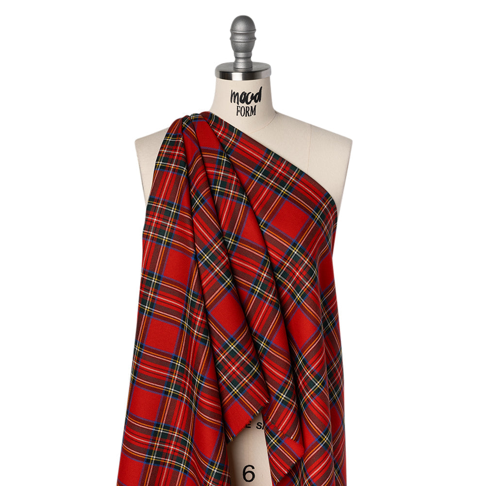 Virgin Wool Twill Made in Italy - Red, Blue and Green Classic Holiday Plaid