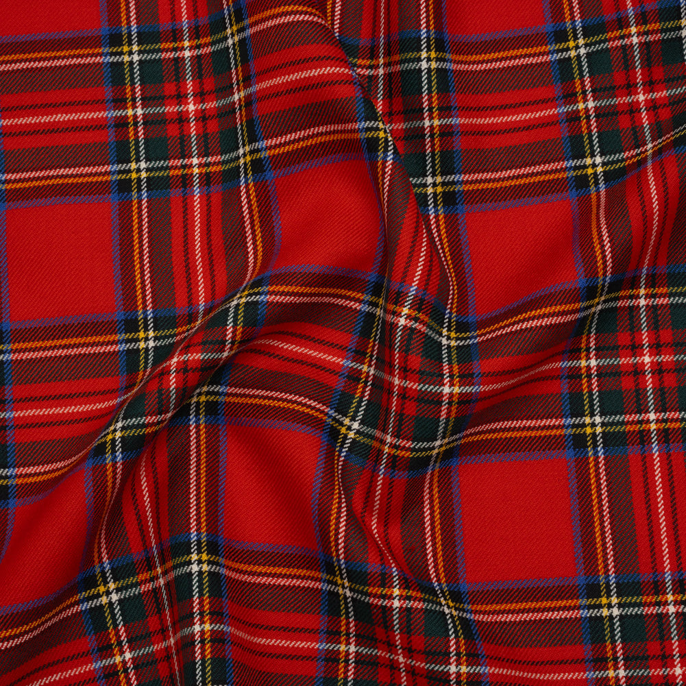 Virgin Wool Twill Made in Italy - Red, Blue and Green Classic Holiday Plaid