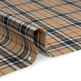 Virgin Wool Twill Made in Italy - Beige, Black and Red Classic Plaid