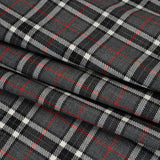 Virgin Wool Twill Made in Italy - Gray, Black and Red Classic Plaid