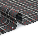 Virgin Wool Twill Made in Italy - Gray, Black and Red Classic Plaid