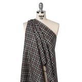 Virgin Wool Twill Made in Italy - Gray, Black and Red Classic Plaid