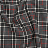 Virgin Wool Twill Made in Italy - Gray, Black and Red Classic Plaid