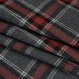 Virgin Wool Twill Made in Italy - Heathered Gray and Red Plaid