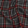 Virgin Wool Twill Made in Italy - Heathered Gray and Red Plaid