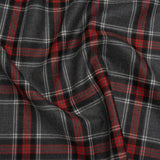 Virgin Wool Twill Made in Italy - Heathered Gray and Red Plaid