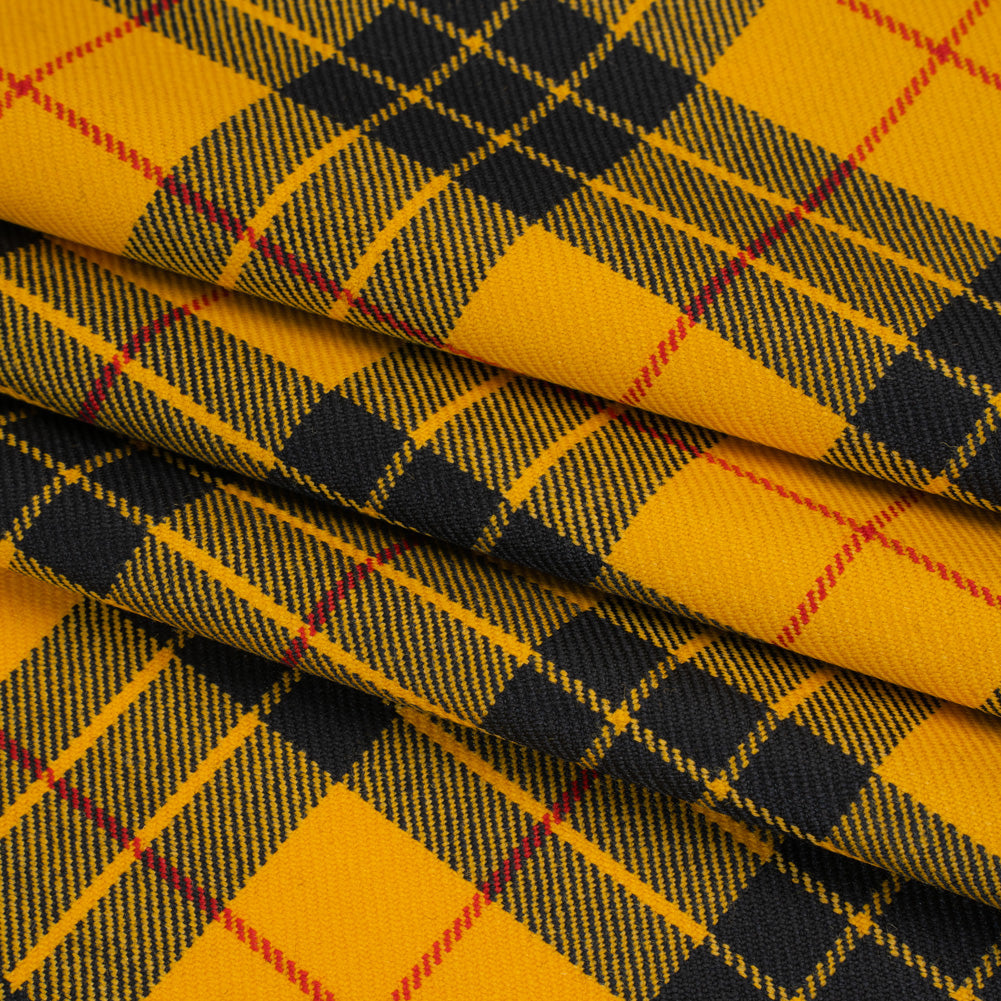 Virgin Wool Twill Made in Italy - Yellow, Black and Red Plaid
