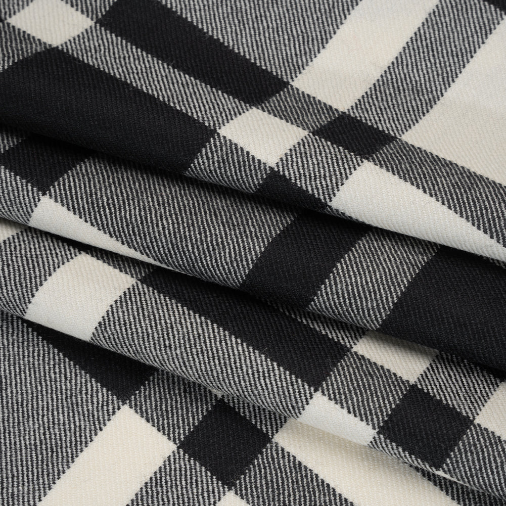 Virgin Wool Twill Made in Italy - Black and White Big Plaid