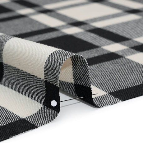 Virgin Wool Twill Made in Italy - Black and White Big Plaid