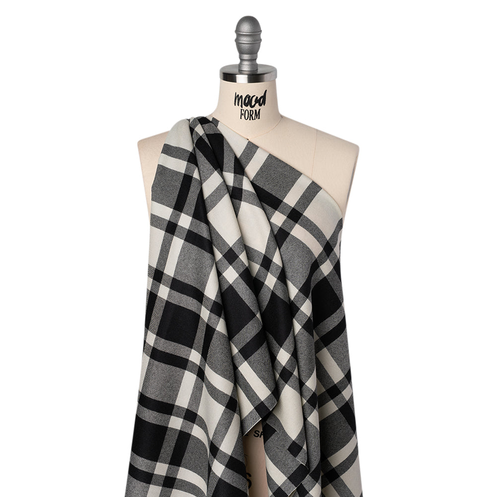 Virgin Wool Twill Made in Italy - Black and White Big Plaid