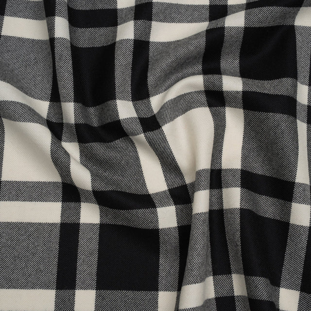 Virgin Wool Twill Made in Italy - Black and White Big Plaid