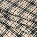 Virgin Wool Twill Made in Italy - Off White, Black and Wine Red Plaid