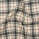 Virgin Wool Twill Made in Italy - Off White, Black and Wine Red Plaid