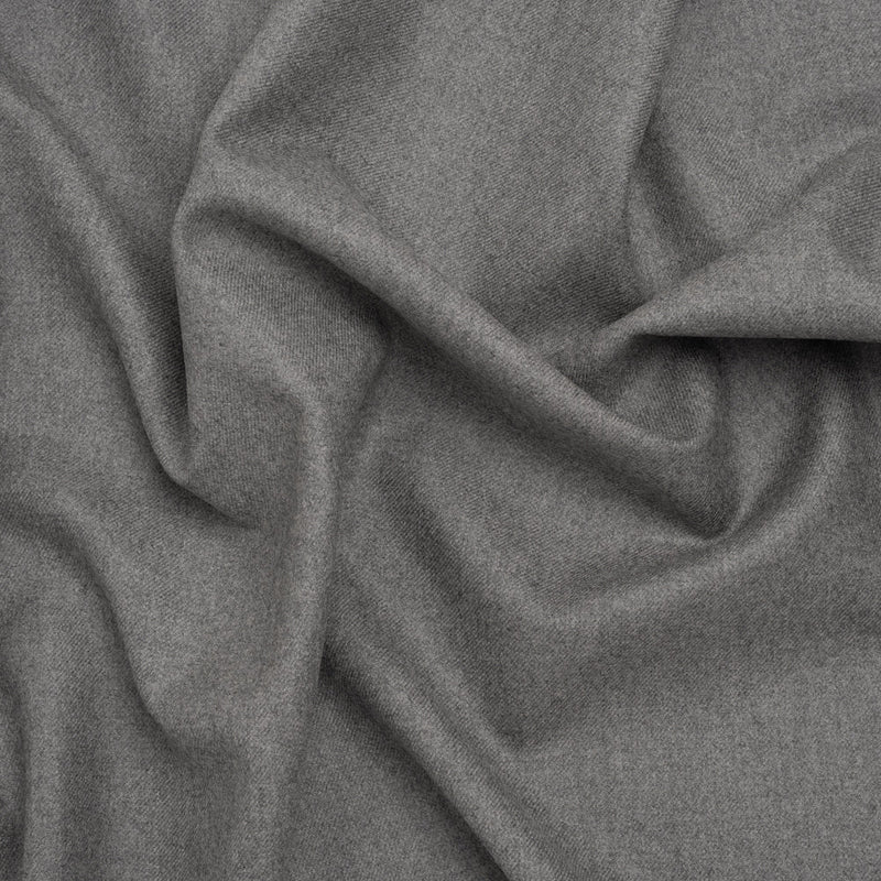 Brushed Virgin Wool Twill Made in Italy - Heathered Light Gray