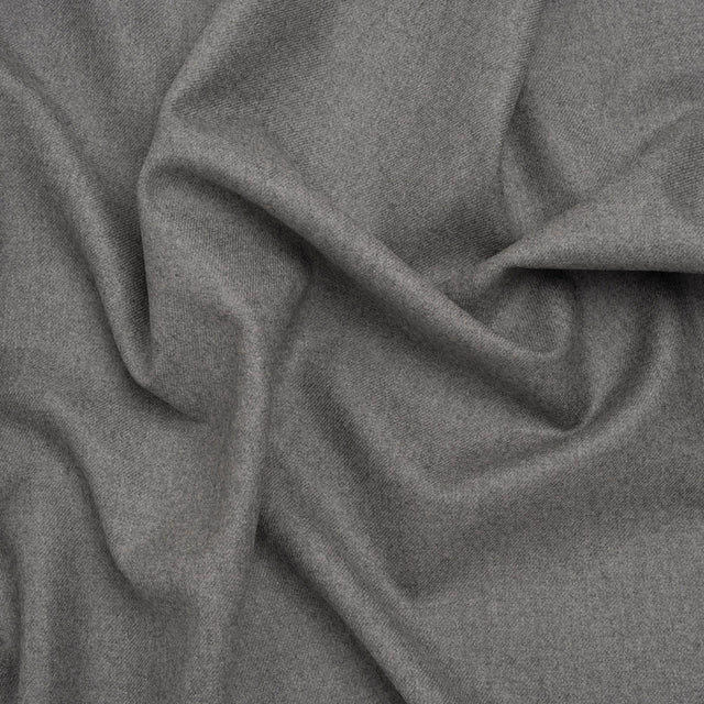 Brushed Virgin Wool Twill Made in Italy - Heathered Light Gray