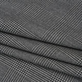Brushed Virgin Merino Wool Twill - Black and White Glen Plaid