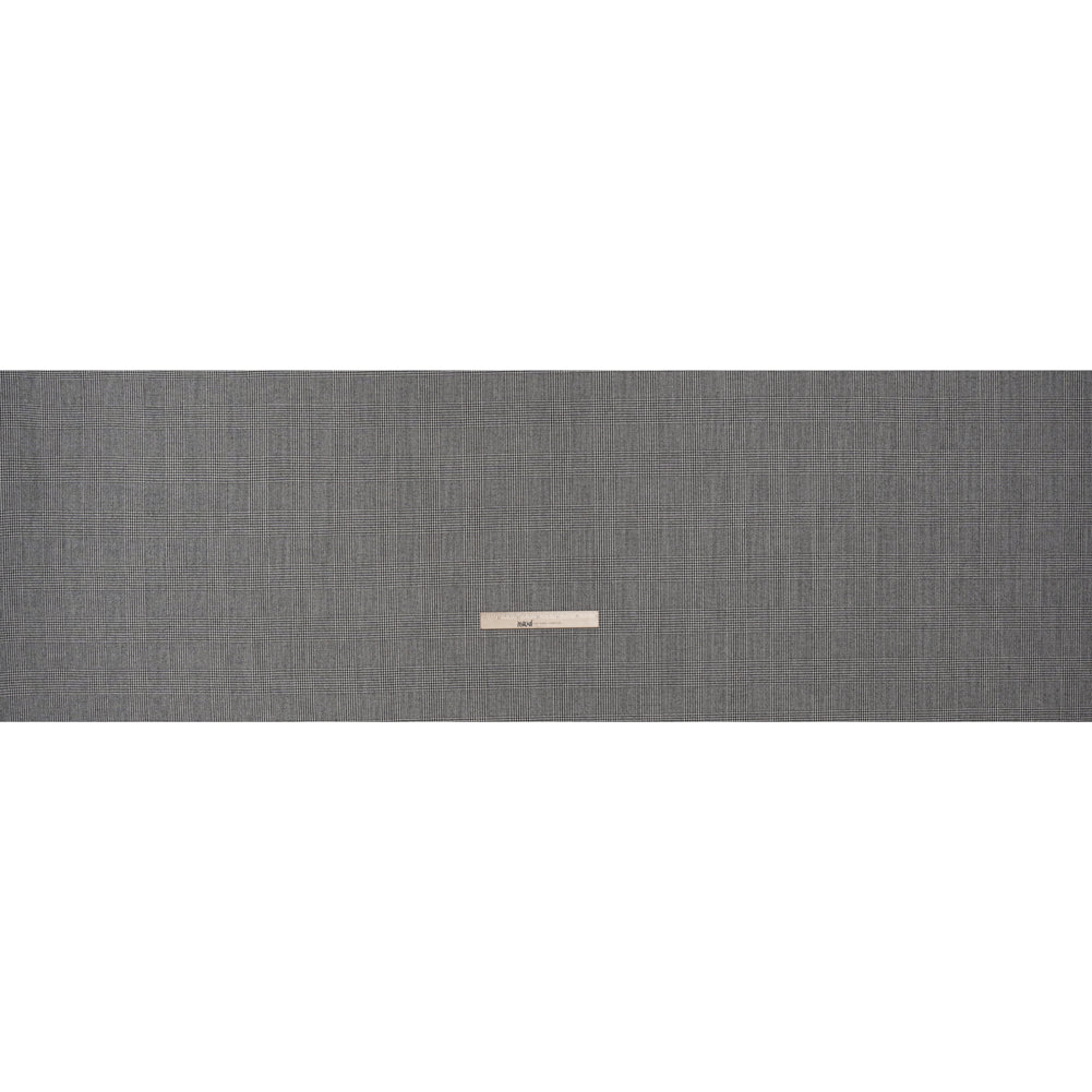 Brushed Virgin Merino Wool Twill - Black and White Glen Plaid