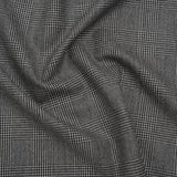 Brushed Virgin Merino Wool Twill - Black and White Glen Plaid