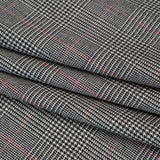 Brushed Virgin Merino Wool Twill - Black, White and Red Glen Plaid