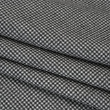 Brushed Virgin Merino Wool Twill - Black and White Little Houndstooth
