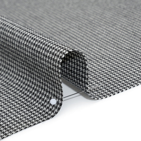 Brushed Virgin Merino Wool Twill - Black and White Little Houndstooth